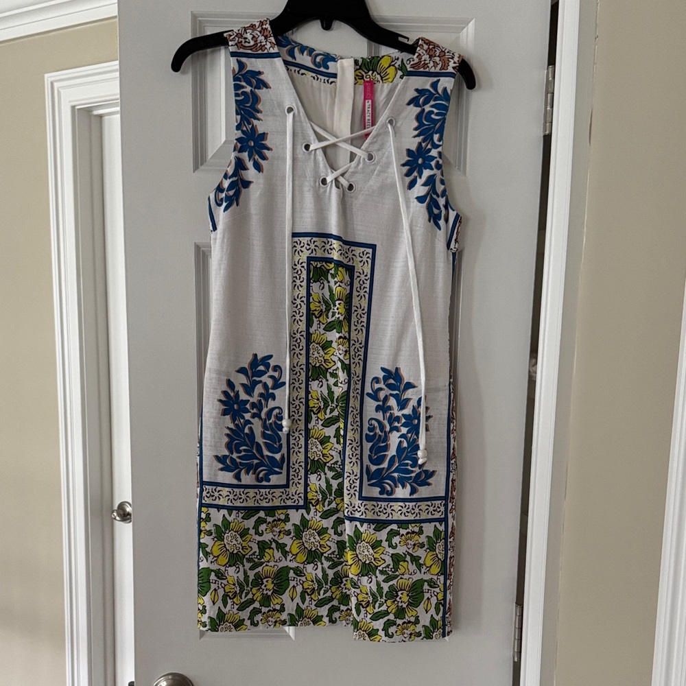 Anthropologie Blue and White Floral Mini Dress